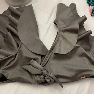 Boamar tie bikini top ruffle new lg green padded